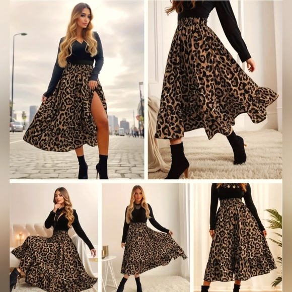 Leopard Print Ruffle Skirt - Picture 2 of 5